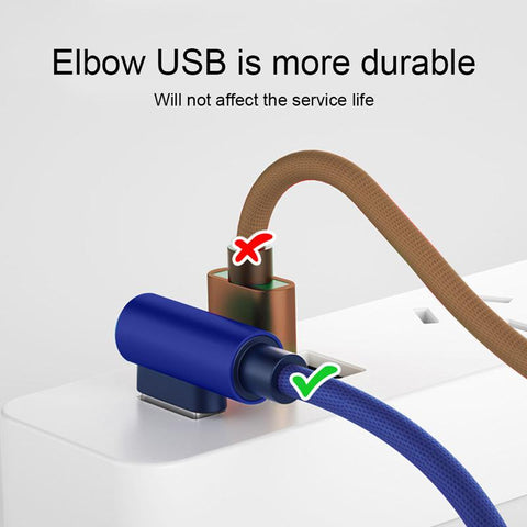 Image of 90 Degree charger cable 10ft extra long fast Charging USB Data for iPhone iPad Android Type C
