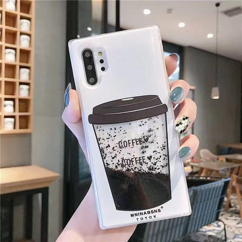 Image of iPhone 12 Mini 11 Pro Max fashion shining Casing coffee cup glitter liquid quicksand phone case For apple X XR XS Max SE 2020 with flowing coffees