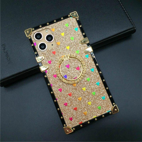 Image of Luxury Glitter Cover Heart Square Phone Case for Samsung Galaxy A32 A22 A42 A52 A72 A71 A70 A50 A12 A31 A30 A51 A10E A20E A21S