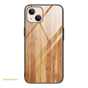 Wood grain design tempered glass phone case back cover for Oneplus