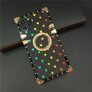 Luxury Glitter Cover Heart Square Phone Case for Samsung Galaxy A32 A22 A42 A52 A72 A71 A70 A50 A12 A31 A30 A51 A10E A20E A21S