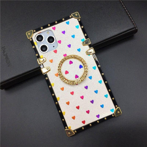 Image of Luxury Glitter Cover Heart Square Phone Case for Samsung Galaxy A32 A22 A42 A52 A72 A71 A70 A50 A12 A31 A30 A51 A10E A20E A21S