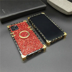 Luxury Bling Cover Square Gold Glitter Phone Case ring holder for Samsung A32 A52 A72 A42 A50 A70 A51 A71 A12 A10S A20S A31 A9 A22 M20 M30S