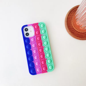 Rainbow Phone Case For iPhone 12 11 Pro Max X XS Max XR 10 7 8 Plus SE 2020 Relive Stress Fidget Toys Bubble Soft Silicone Cover