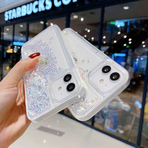 Image of iPhone 12 11 Pro Max luxury shining Casing popular Diamond glitter liquid quicksand phone case For apple X XR XS Max SE 2020