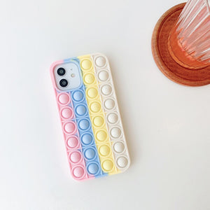 Rainbow Phone Case For iPhone 12 11 Pro Max X XS Max XR 10 7 8 Plus SE 2020 Relive Stress Fidget Toys Bubble Soft Silicone Cover