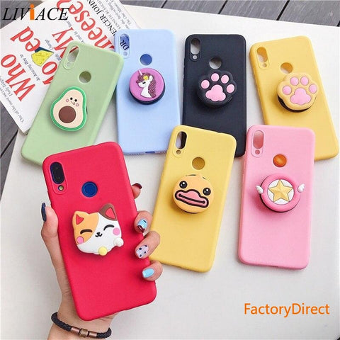 Image of Samsung Galaxy A50 A30 A40 A20 A10 A70 A60 A80 A7 2018 A10E Silicone cartoon phone holder case stand soft back cover Coque