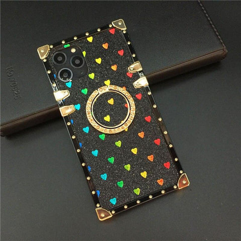 Image of Luxury Glitter Cover Heart Square Phone Case for Samsung Galaxy A32 A22 A42 A52 A72 A71 A70 A50 A12 A31 A30 A51 A10E A20E A21S