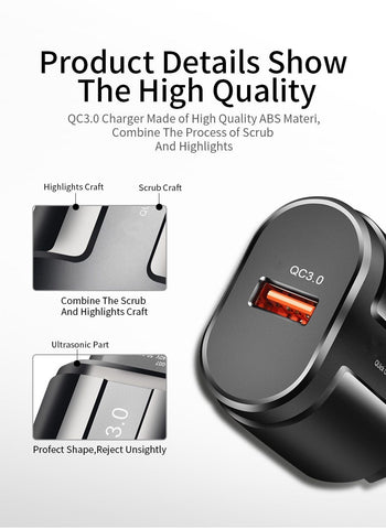 Image of 3A Quick Charge 3.0 USB Charger For iPhone 11 Pro 8 EU Wall Mobile Phone Charger Adapter QC3.0 Fast Charging For Samsung Xiaomi
