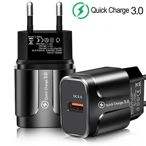 Image of 3A Quick Charge 3.0 USB Charger For iPhone 11 Pro 8 EU Wall Mobile Phone Charger Adapter QC3.0 Fast Charging For Samsung Xiaomi