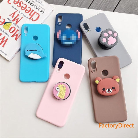 Image of Samsung Galaxy A50 A30 A40 A20 A10 A70 A60 A80 A7 2018 A10E Silicone cartoon phone holder case stand soft back cover Coque