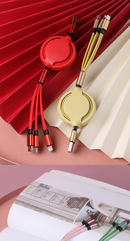 Image of 3 in1 Makaron retractable Charger cable for iPhone Android and Type C