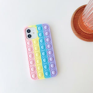 Rainbow Phone Case For iPhone 12 11 Pro Max X XS Max XR 10 7 8 Plus SE 2020 Relive Stress Fidget Toys Bubble Soft Silicone Cover