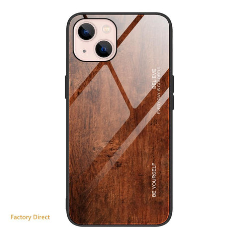 Image of Wood grain design tempered glass phone case back cover for Oneplus