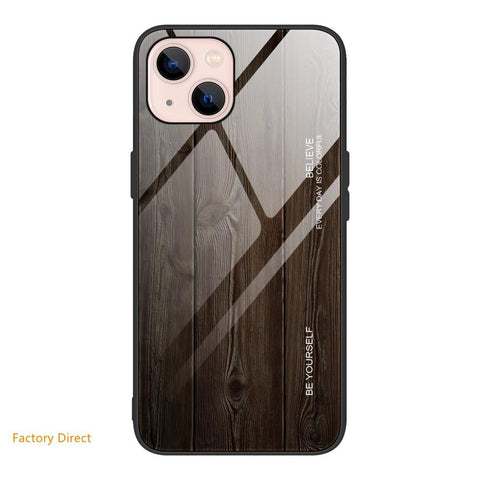 Image of Wood grain design tempered glass phone case back cover for Oneplus