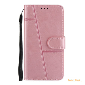 Galaxy A02S A12 A13 A22 A21S A51 A71 Stylish Flip case Samsung A22 A32 A42 A52 A72 4G 5G Luxury Shockproof Grid pattern Leather flip cover with stand holder and card slot window hole wallet back cover Samsung A01 A10 A11 A20 A30S A50 A50S