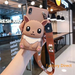 Samsung A11 21S  A31 A71 phone case GalaxyA5 A6 A9 A10S A20S A12 A22 A32 A42 A52  pop mon go casing with card wallet change purchase key card bag with cross body strap back cover