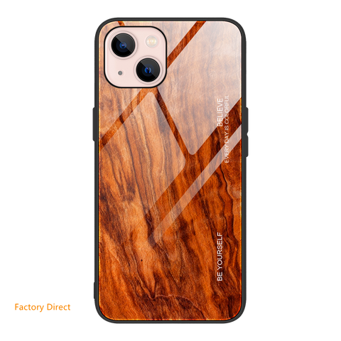 Image of Wood grain design tempered glass phone case back cover for Oneplus