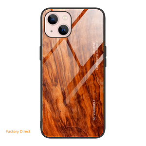 Wood grain design tempered glass phone case back cover for Oneplus