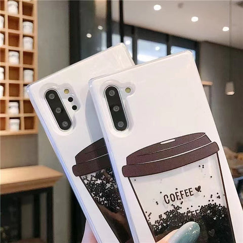 Image of iPhone 12 Mini 11 Pro Max fashion shining Casing coffee cup glitter liquid quicksand phone case For apple X XR XS Max SE 2020 with flowing coffees
