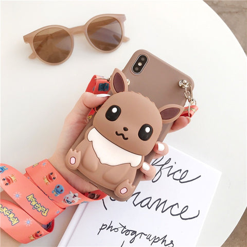 Image of iPhone8 8plus 7 7plus 6 6plus phone Case Coin Purse Wallet Phone Stand Case Neck Strap