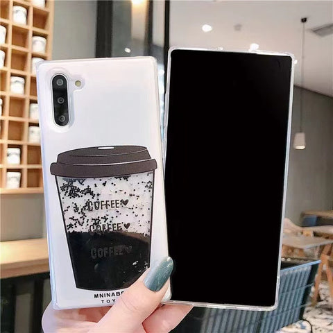 Image of iPhone 12 Mini 11 Pro Max fashion shining Casing coffee cup glitter liquid quicksand phone case For apple X XR XS Max SE 2020 with flowing coffees