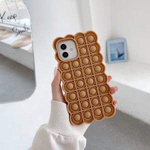 Phone Case for Iphone 11 12 Pro Max Mini Xs Max Xr X 6 7 8 Plus Se 2020 Cute Cookies Relief Stress Toy Bubble Soft Cover