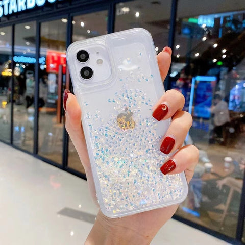 Image of iPhone 12 11 Pro Max luxury shining Casing popular Diamond glitter liquid quicksand phone case For apple X XR XS Max SE 2020