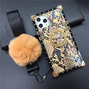 Samsung Galaxy S20 Ultra S21 Plus Note 20 Ultra 10 9 8 S10 Plus S8 S9 A51 A50 A71 A70 Luxury Glitter Snake Cover Square Case