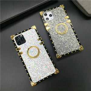 Luxury Bling Cover Square Gold Glitter Phone Case ring holder for Samsung A32 A52 A72 A42 A50 A70 A51 A71 A12 A10S A20S A31 A9 A22 M20 M30S