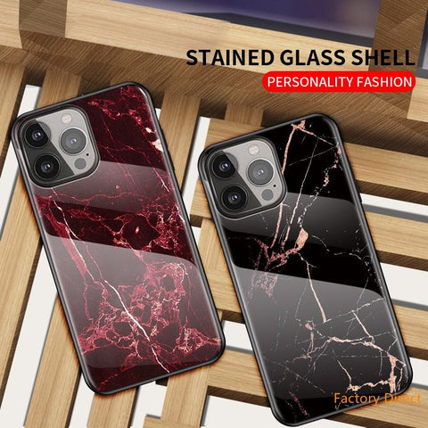 Image of Marble design glass back cover case for One plus