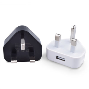 UK Plug Single USB Adapter Mains 3 Pin Plug USB Adaptor Wall Charger Travel Charging Cable 5V 1A For all mobile phones