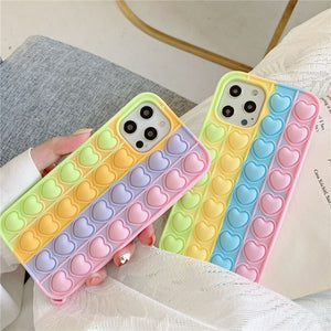 Iphone 12 Mini 11 Pro max case Relive Stress POPIT Phone Casing for X XR XS Max 6 7 8 Plus SE 2 Love Heart GO Pop IT Toys Push Bubble Soft Silicone