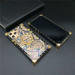 Samsung Galaxy S20 Ultra S21 Plus Note 20 Ultra 10 9 8 S10 Plus S8 S9 A51 A50 A71 A70 Luxury Glitter Snake Cover Square Case