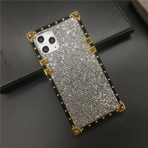 Image of iphone 12 MINI PRO MAXLuxury Bling Glitter Cover for X XS MAX XR 6 6S Plus Soft Square Phone Case for iphone 11 PRO MAX 7 8 Plus Coque