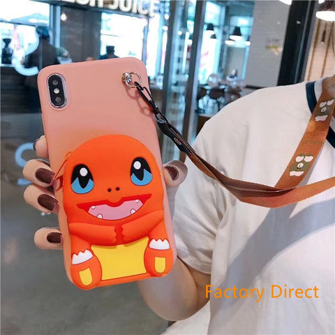 Image of Samsung A11 21S  A31 A71 phone case GalaxyA5 A6 A9 A10S A20S A12 A22 A32 A42 A52  pop mon go casing with card wallet change purchase key card bag with cross body strap back cover