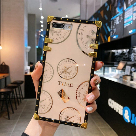 Image of Luxury Time Pattern Square Phone Case for Samsung A10 A20 A30 A50 A70 A12 A10S A20S A71 A01 A41 Coque Bling Ring Holder Cover