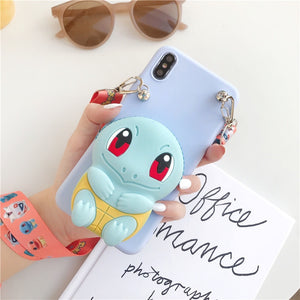 iPhone11 pro max 12 mini Apple X XR XS MAX Case Coin Purse Wallet Phone Stand Case Neck Strap