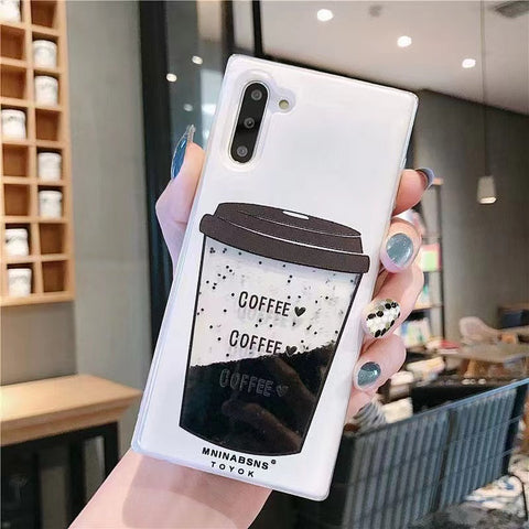 Image of iPhone 12 Mini 11 Pro Max fashion shining Casing coffee cup glitter liquid quicksand phone case For apple X XR XS Max SE 2020 with flowing coffees