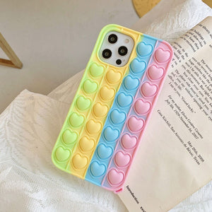 Iphone 12 Mini 11 Pro max case Relive Stress POPIT Phone Casing for X XR XS Max 6 7 8 Plus SE 2 Love Heart GO Pop IT Toys Push Bubble Soft Silicone