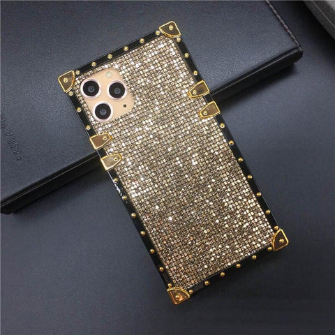 Image of Luxury Bling Cover Square Gold Glitter Phone Case ring holder for Samsung A32 A52 A72 A42 A50 A70 A51 A71 A12 A10S A20S A31 A9 A22 M20 M30S