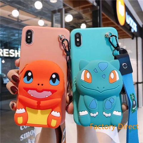 Image of Samsung A11 21S  A31 A71 phone case GalaxyA5 A6 A9 A10S A20S A12 A22 A32 A42 A52  pop mon go casing with card wallet change purchase key card bag with cross body strap back cover