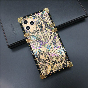 Samsung Galaxy S20 Ultra S21 Plus Note 20 Ultra 10 9 8 S10 Plus S8 S9 A51 A50 A71 A70 Luxury Glitter Snake Cover Square Case