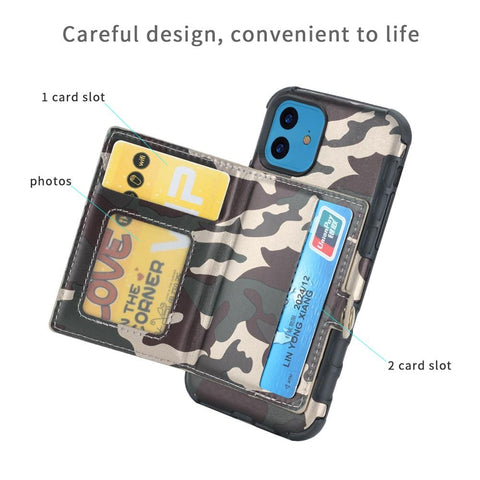 Image of Camouflage Wallet PU leather iPhone case cover
