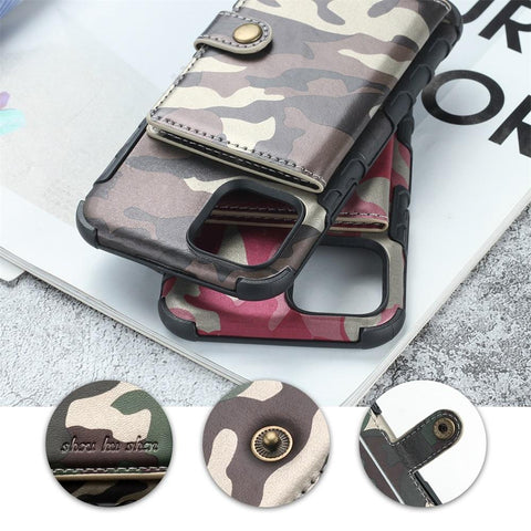 Image of Camouflage Wallet PU leather iPhone case cover