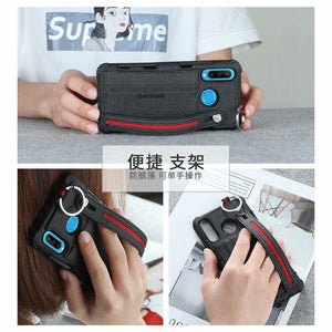 Creative card slot phone case for Samsung with holding stap