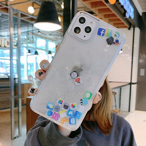Cute APP Style Quicksand Phone Cover for iPhone