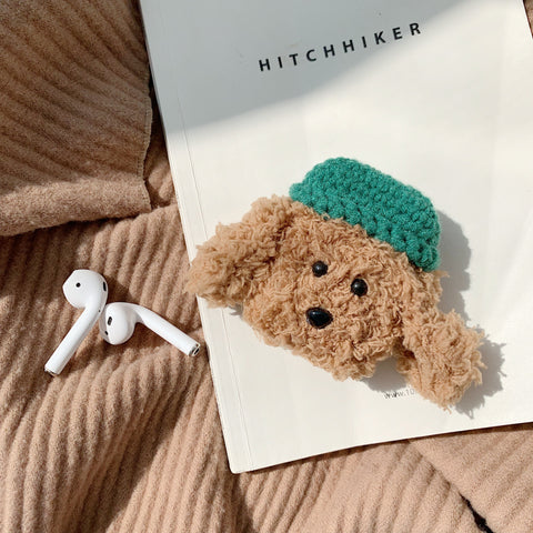 Image of Cute Dog Knitted Plush Airpods Case for G1 G2