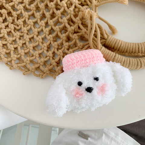 Image of Cute Dog Knitted Plush Airpods Case for G1 G2