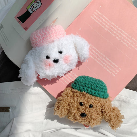 Image of Cute Dog Knitted Plush Airpods Case for G1 G2